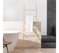 Metal Towel Ladder with 6 Rails Freestanding Towel Drying Rack Wall Leaning Blanket Holder Clothes Stand for Bathroom Laundry Home Decor(Gold)