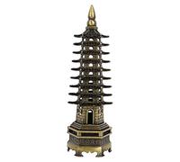Metal Tower Statue, 7.1in Chinese Style WenChang Tower Model Figurine Alloy Pagoda Miniature Ornaments Office Home Desktop Decor