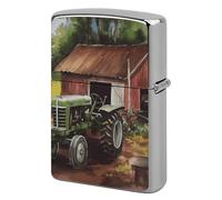 Metal Tractor on The Farm Lighter Case Windproof Flip Top Lighter Sleeve Double Sided Vintage Cool Cigarette Pouch Holder Reusable Pocket Protective Cover Men Gifts for Boyfriend Husband