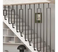 Metal Transition il - Wall-Mounted Railing for Ceiling/Floor, Square Post for Attic, Entrance, Garden, Balcony, Stair Railing, Black (Straight Pipe, 120cm)