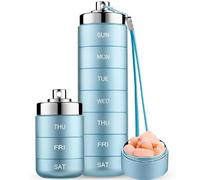 Metal Travel Pill Organizer, Portable 7 Day Vitamin Organizer Stackable, Large Pill Container, Daily Medicine Organizer(B(2PCS))