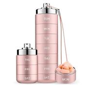 Metal Travel Pill Organizer, Portable 7 Day Vitamin Organizer Stackable, Large Pill Container, Daily Medicine Organizer(A(2PCS))