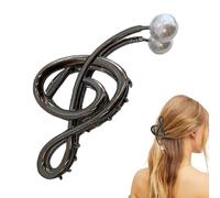 Metal Treble Clef Claw Clip - Musical Note Hair Claw Clip, Fancy Pearl Hair Accessory | Non Slip Strong Hair Clip For Thick Hair, Durable Music Score Hairpin For Women Girls, Elegant Clasp For Daily S
