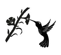 Metal Tree Silhouette Outdoor Garden Decor Wall Sign Black Indoor Hummingbird
