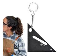 Metal Triangle Ruler,Small Portable Protractor - Portable Measurement Tool with Keychain, Alloy Metal 90/45 Degree Ruler Protractor for Woodworking Measurement