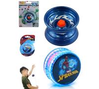 Metal Trick YoYo & Plastic Spiderman Light-Up Yo-Yo 2pack Set for Kids, Beginner Friendly Responsive Return YoYo Bundle with Extra String, LED Flashing Toy, Outdoor Play Gift for Boys & Girls