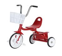 Metal Tricycle Model, Three Wheeled Bike Ornament Exquisite Miniature Statue Lifelike Sculpture for Home Desk Shelf Decoration Durable Iron Alloy Rubber Tires (Rojo)