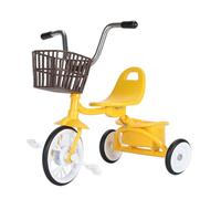 Metal Tricycle Model, Three Wheeled Bike Ornament Exquisite Miniature Statue Lifelike Sculpture for Home Desk Shelf Decoration Durable Iron Alloy Rubber Tires (Amarillo)