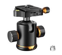 Metal Tripod Ball Head 36mm, 360° Rotating Panoramic Ball Head Mount with Arca 1/4”Quick Release Plate, Dual-Axis Bubble Level for Monopod DSLR Camera Camcorder, Max Load 33lb/15kg
