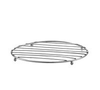 Metal Trivets - Heat Resistant Table Protector, 18cm Diameter Circular Form, 88 Gram Lightweight Mass + Raised Wire Style, Durable Chrome Plated Stainless - for Hot Dishes & Tableware Place