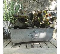 Metal Trough Planter, Pretty French Rustic Flower Window Box Plant Tub, Garden Planting Trough, Zinc Trough, Zinc Metal Planter, Outdoor Garden Shallow Spring Bulb Slim Pot Tray, Herb Trough