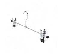 Metal Trouser & Skirt Clip Hanger - 30cm Chrome Clothes Hanger with Adjustable Rubber-Dipped Clips - Anti-Rust, Swivel Hook - For Pants, Sheets, Scarves, Rugs, Towels, Kids & Adult Sizes