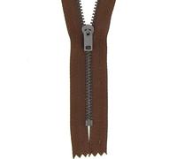 Metal Trouser Zip Closed End: 15cm: Mid Brown
