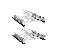 SONGMICS Metal Trousers Hangers, Pack of 20, Non-Slip Skirt Hangers with Clips for Pants Socks, 31 cm Long, Heavy-Duty, Chrome-Plated, Metallic Silver and Ink Black CRI003-20