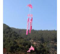 Metal Tube Wind Chime with Unique Figure for Home and Outdoor Garden, Decorative Pendant Creating Pleasant Sounds with the Wind (Pink)