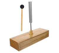 Metal Tuning Fork Timbre 256 Hz with Wooden Base and Hammer for Physics Experiments and Acoustic Demonstrations