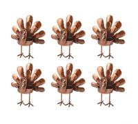 Metal Turkey C,andle Holders Set of 6, Copper Finish Iron C,andlesticks,for Thanksgiving Table Centre Pieces, Autumn Tea Light Decorations, Fall Harvest Home Ornaments, Seasonal(Standing)