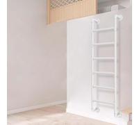 Metal Twin Bed Step Ladder Attic Loft Ladder Wall Mounted Wrought Iron High Sleeper Bunk Bed Ladder Height Entrance Egress Ladder Indoor Outdoor Fire Climbing Ladder, White(125cm/49in)