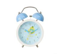 Metal Twin Bell Clock Silent Non Ticking Night Light(Blue)