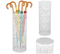Metal Umbrella Holder, Free Standing Umbrella Stand Rack, 6.3x16.5 inches Decorative Umbrella Holder Bin, Multipurpose Walking Sticks Holder for Umbrella Cane Entryway Home Hotel Office (White-I)