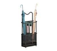 Metal Umbrella Holder Stand with Drip Tray & 4 Hooks - Stylish Storage Rack for Home Hotel Entryway - Rustproof Umbrella Bin for Household & Commercial Use