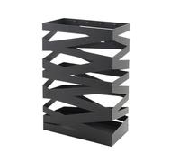 Metal Umbrella Rack Stand with Hooks Hollow Out Design Rectangular Umbrella Holder for Hotels & Restaurants Stylish Black Umbrella Storage (60x20x60cm)