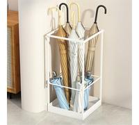 Metal Umbrella Stand Holder - Stylish Indoor Entryway Storage Rack for Home & Office - Umbrella Bucket - Perfect for School & Entryway (White A)