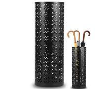 Metal Umbrella Stand Rack, Freestanding Umbrella Holder Round Umbrella Storage Bin Multipurpose Canes Walking Sticks Holder Umbrella Bucket for Home Entryway Office Hotel-16.5 x 6 x 6 inch(Black)