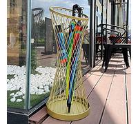 Metal Umbrella Stand Rack with Hollowed Out Design Drip Tray and Hook Holds 4 8 Umbrellas Ideal for Corridor Entrance Gold 30x73cm
