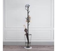 Metal Umbrella Stand With Coat Rack 7 Hooks For Hallway Modern Free Standing Stable And Firm Tree Hanger For Entryway, Living Room,Bedroom, Office(Black White)