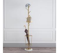 Metal Umbrella Stand With Coat Rack 7 Hooks For Hallway Modern Free Standing Stable And Firm Tree Hanger For Entryway, Living Room,Bedroom, Office(Gold White)