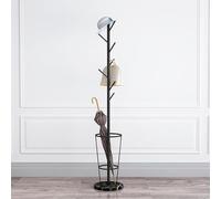 Metal Umbrella Stand With Coat Rack 7 Hooks For Hallway Modern Free Standing Stable And Firm Tree Hanger For Entryway, Living Room,Bedroom, Office(Black)