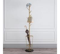 Metal Umbrella Stand With Coat Rack 7 Hooks For Hallway Modern Free Standing Stable And Firm Tree Hanger For Entryway, Living Room,Bedroom, Office(Gold Black)