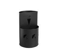 Metal Umbrella Stand with Cut-Out Design and Water Tray, Iron Construction, Indoor Use, 32 x 50 cm, Stylish Black Entryway Decor for Hallway