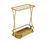 Metal Umbrella Stand with Hook & Removable Drip Tray - Stylish Entryway for Home Office & Hotel - Iron Holder in White/Black 60x24x44cm