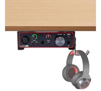 Metal Under Desk and Wall Mount for Focusrite Scarlett Solo 3rd/4th Gen | Metal Under Desk Mount for Audio Interfaces and Studio Gear with Adjustable Headphone Hanger Stand (Black）