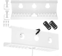 Metal Under Desk Cable Tray, Sturdy Wire Duct with Air Vents for Cord Organization, Simple Mount Cable Management System for Home Office, White 35x12x13.5cm