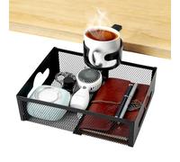 Metal Under Desk Organizer with Cup Holder,360°Rotating Hidden Desk Drawer,Clamp-on Style Under Desk Cable Management Tray,No Drill Hanging Storage Basket for Home Office Study and Tidy Wire Organizer