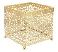 Metal Vanity Storage Basket Large Iron Cosmetic Holder | Golden Farmhouse Style, Spacious Practical Design, Bathroom and Vanity Use