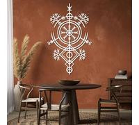 Metal Vegvisir Wall Art, Viking Wayfinder Decor, Rune Circle Hanging, Metal Artwork Decoration, Modern Art Sculpture Home Decor for Living Room,Bedroom Hallway and Stairs Nature Home (W