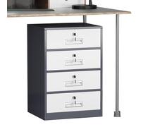 Metal Vertical File Cabinet with Lock4 Drawer Narrow Steel Filing Cabinet for Home Office Under Desk Storage for A4/Legal/Letter White & Brown Secure Organization Solution