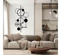 Metal Vertical Geometric Wall Art, Circle Decor, Abstract Line, Metal Artwork Decoration, Modern Art Sculpture Home Ornament for Living Room,Bedroom Hallway and Stairs Nature Home Decor