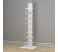 Metal Vertical Spine Bookshelf Tower, 8-Tier Floating Bookcase, Multipurpose Corner Bookshelf, Floor Standing Organizer for Small Spaces, Living Room, Office