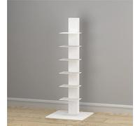 Metal Vertical Spine Bookshelf Tower, 8-Tier Floating Bookcase, Multipurpose Corner Bookshelf, Floor Standing Organizer for Small Spaces, Living Room, Office