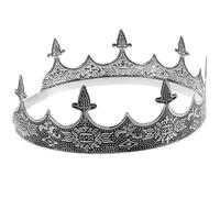Metal Vintage Crown Headband Silver Crystal Costume for Halloween Season | Classic Royal Prop, Secure Fit for Weddings and Photo Booth, One Piece Silver Finish