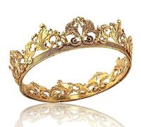 Metal Vintage Tiara Headdress Elegant Prom Hair Jewelry Crown Adult King Queen Cosplay Crown Headband for Party
