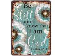 Metal Vintage Tin Sign Decor,Be Still And Know That I Am God,Poster Psalm Bible Verse Wall Art,Christian Wall Art,Metal Tin Sign Wall Plaque for Home Bar Pub Garage Man Cave Cafe Club 5.5x8 Inch