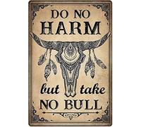 Metal Vintage Tin Sign Decor Do No Harm but Take No Bull Tin Sign Poster Vintage Metal Signs for Bar Music Club Man Cave Room Wall Decor 8x12 Inch