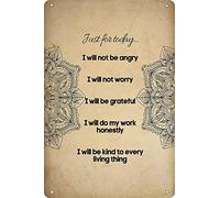 Metal Vintage Tin Sign Decor Just for Today I Will Not Be Angry Life Principles Reiki Chakra Healing Yoga Zen Meditation Tin Sign Poster Vintage Metal Signs 8x12 Inch