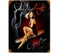 Metal Vintage Tin Sign Decor Pin Up Girl Smokin Hot Cigar Bar Metal Tin Sign Tin Sign Poster Vintage Metal Signs for Bar Music Club Man Cave Room Wall Decor 8x12 Inch